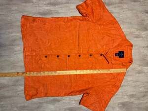 Caribbean Joe Men's Orange Tropical Jacquard Short Sleeve Button Down Shirt Size